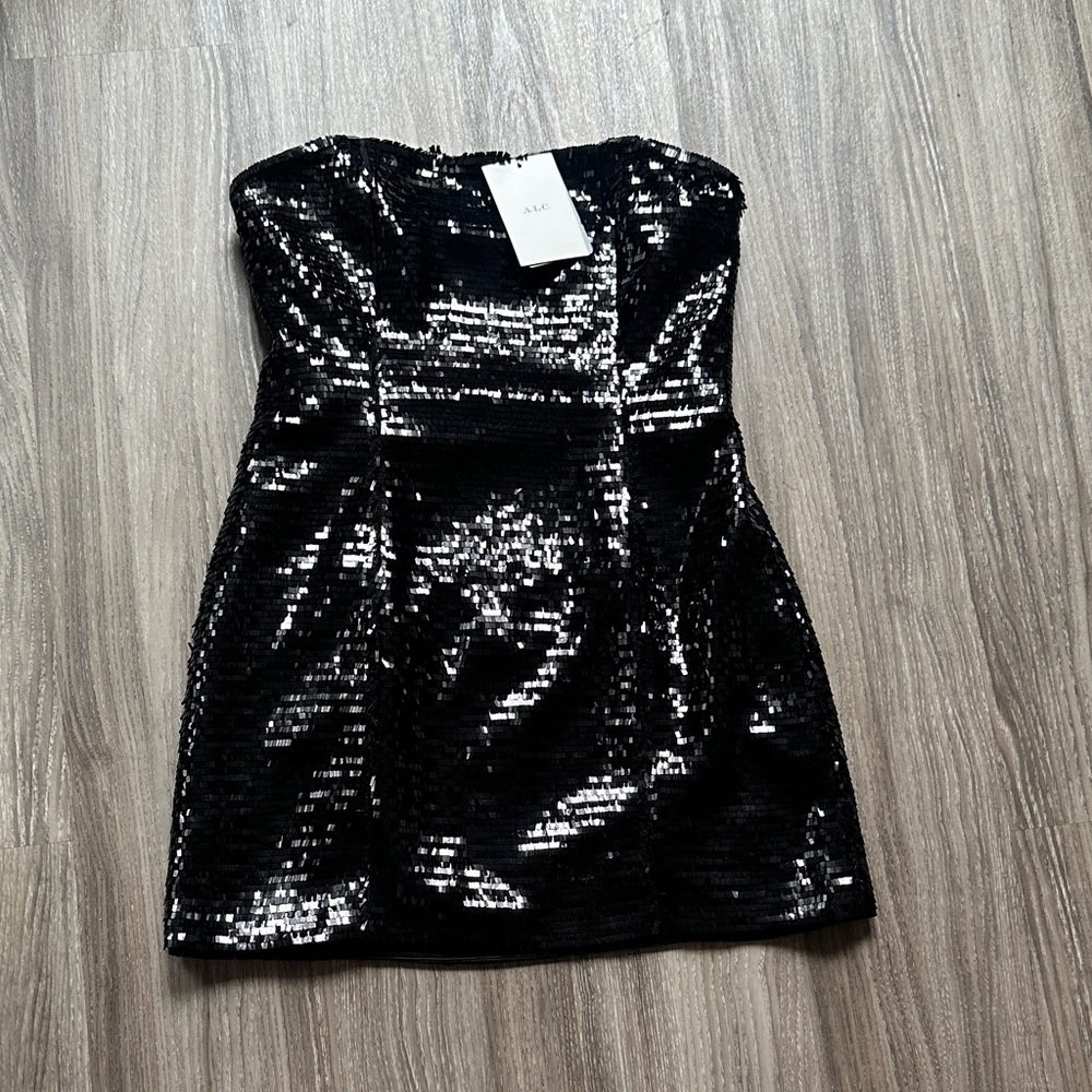 A.L.C Shimmering Black Strapless Dress
